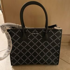 Michael Kors, black riveted, leather purse
